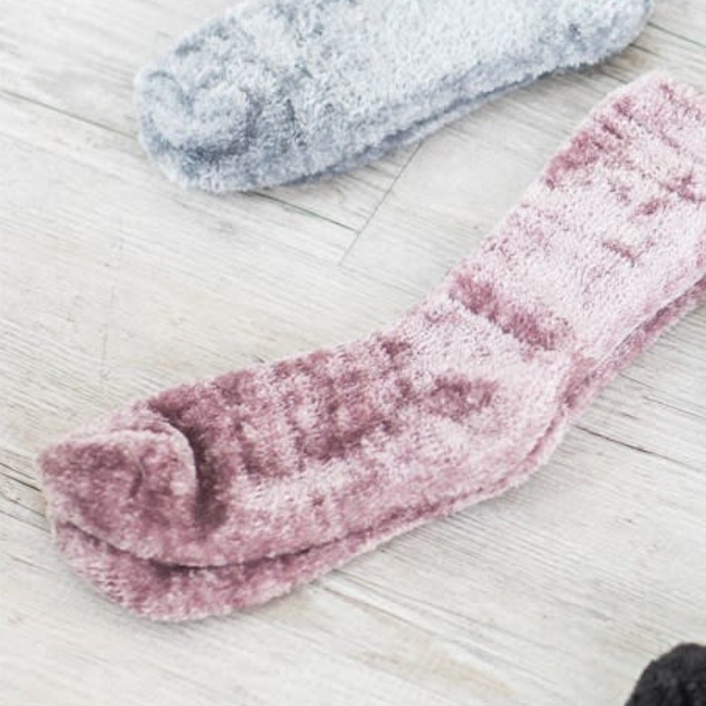 Luxury Cozy So Soft Chenille Socks MAUVE - Picture 3 of 4